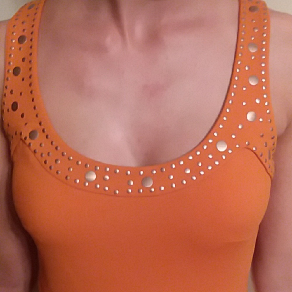 Cynthia Rowly Orange dress with gold studs - Picture 3 of 5
